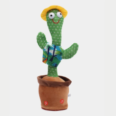 Танцующий кактус Dancing Cactus в горшке с подсветкой повторяет звуки 120 мелодий желтый